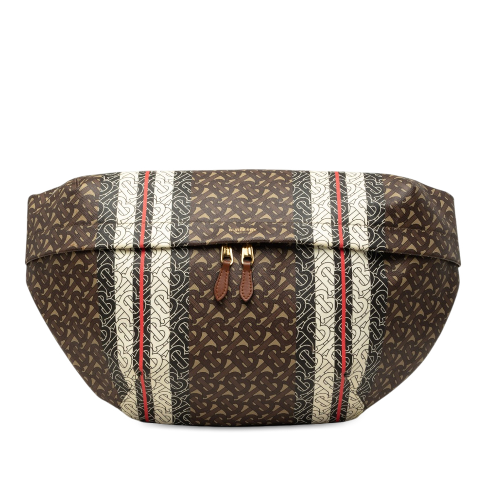Pre-Loved Burberry Extra Large TB Monogram E-Canvas Stripe Belt Bag